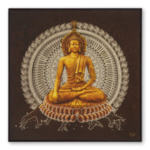 Golden Embossed Wall Painting For Home Decoration , Paintings for Living Room , Modern Art Wall Pinting, For Home Decor (12X12 INCH)