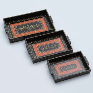 Set of 3 Handcrafted Wooden Trays: Versatile and Elegant Serving Solutions