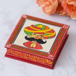 Handcrafted Rajasthani Wooden Tea Coasters: Exquisite Table Decor from India.