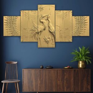 Nature Set of Five 3D Framed Paintings for Wall Decoration – Ideal for Home, Living Room, and Bedroom (125 x 60 CM)