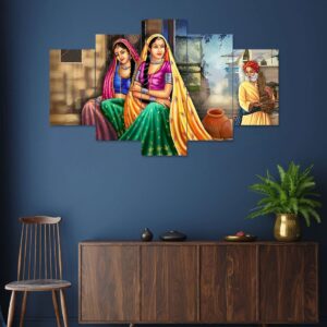 Rajsthani Set of Five 3D Framed Paintings for Wall Decoration – Ideal for Home, Living Room, and Bedroom (75 x 43 CM)