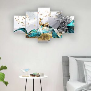 Nature Set of Five 3D Framed Paintings for Wall Decoration – Ideal for Home, Living Room, and Bedroom (75 x 43 CM)