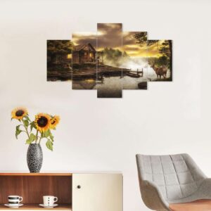 Nature Set of Five 3D Framed Paintings for Wall Decoration – Ideal for Home, Living Room, and Bedroom (75 x 43 CM)