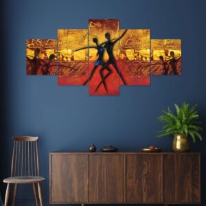 Modren Art Set of Five 3D Framed Paintings for Wall Decoration – Ideal for Home, Living Room, and Bedroom (75 x 43 CM)