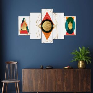 Modren Art Set of Five 3D Framed Paintings for Wall Decoration – Ideal for Home, Living Room, and Bedroom (75 x 43 CM)