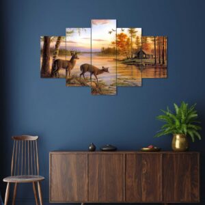 Nature Set of Five 3D Framed Paintings for Wall Decoration – Ideal for Home, Living Room, and Bedroom (125 x 60 CM)
