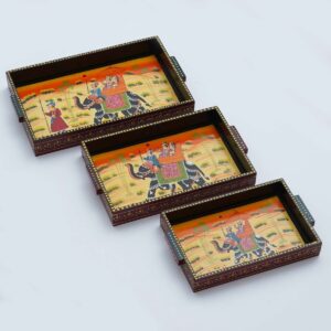 Set of 3 Handcrafted Wooden Trays: Versatile and Elegant Serving Solutions