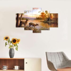 Nature Set of Five 3D Framed Paintings for Wall Decoration – Ideal for Home, Living Room, and Bedroom (75 x 43 CM)