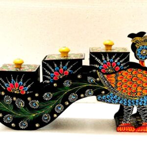 Handcrafted Wooden Peacock Sculpture: Exquisite Decor Accent