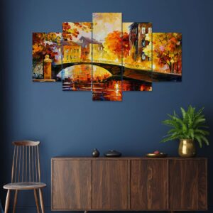 Modren Art Set of Five 3D Framed Paintings for Wall Decoration – Ideal for Home, Living Room, and Bedroom (75 x 43 CM)