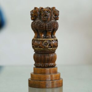 Handcrafted Wooden Ashoka Pillar Replica: Symbol of Indian Heritage