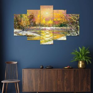 Modren Art Set of Five 3D Framed Paintings for Wall Decoration – Ideal for Home, Living Room, and Bedroom (75 x 43 CM)