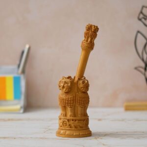 Handcrafted Wooden Ashoka Pillar Replica: Symbol of Indian Heritage