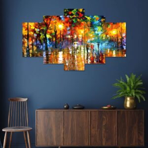 Modren Art Set of Five 3D Framed Paintings for Wall Decoration – Ideal for Home, Living Room, and Bedroom (75 x 43 CM)
