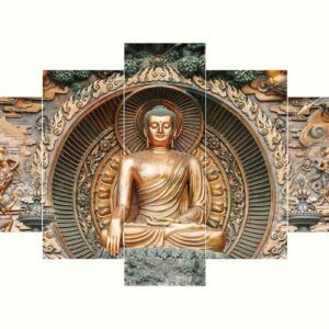 Buddha Set of Five 3D Framed Paintings for Wall Decoration – Ideal for Home, Living Room, and Bedroom (75 x 43 CM)