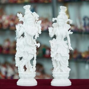 Marble Handmade Radha Krishna Ji Idol For Home Décor Handcrafted Showpiece For Table Décor(14 INCHES HEIGHT)