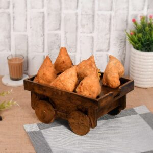 Handcrafted Wooden Samosa Tray: Serve Snacks in Style